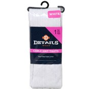 Wholesale - 1pk WHT DETAILS CABLE KNIT TIGHTS SIZE 12-14, UPC: 701570791496